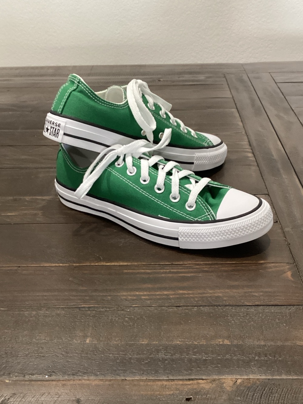 Converse Green Low Top Canvas Sneakers with White Accents - Picture 2 of 7